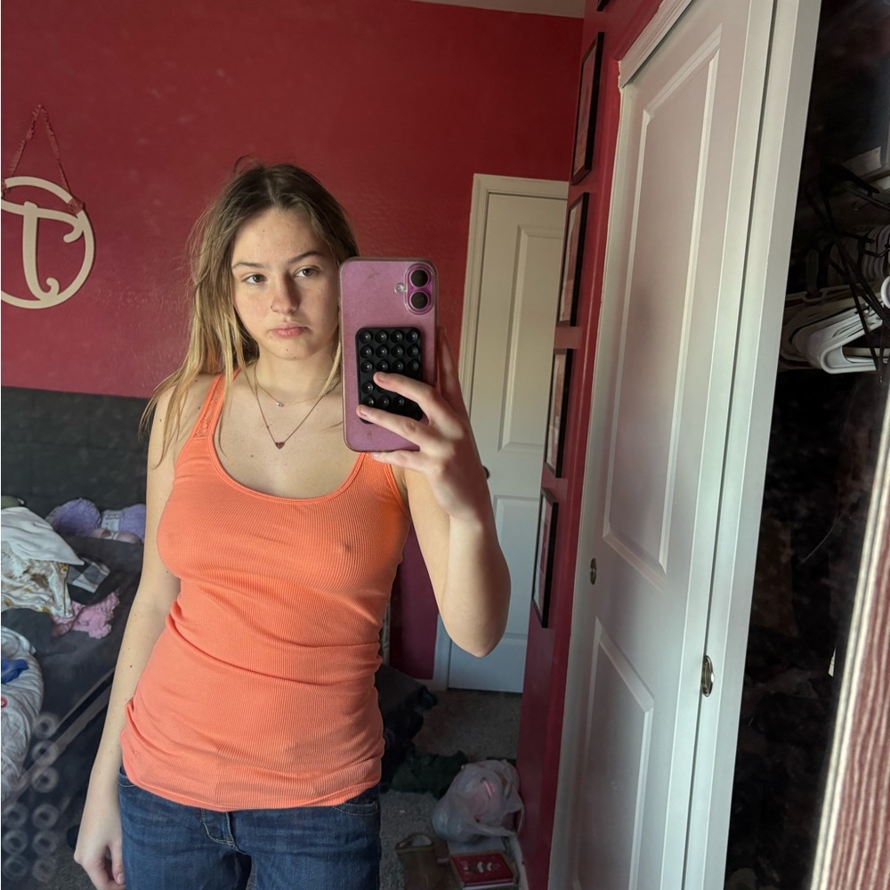 American Eagle Outfitters Vibrant Orange Tank Top